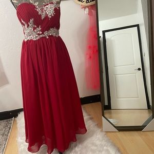 Pink corseted formal dress